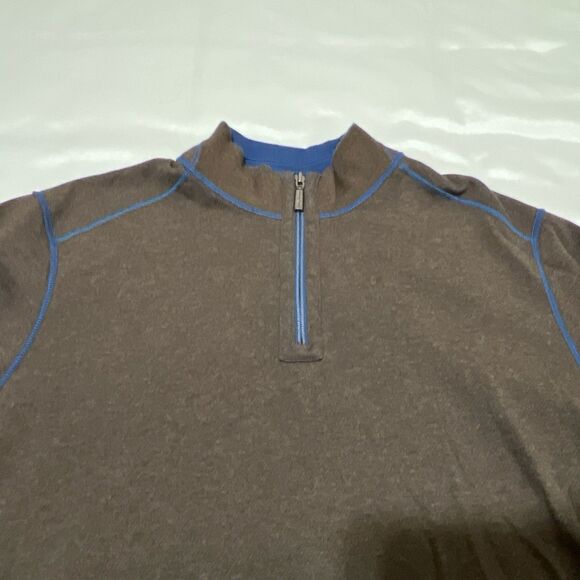 Tommy Bahama Pullover Mens ~XL Green Blue Reversible 1/4 Zip Knit Chest 24” - Picture 9 of 13